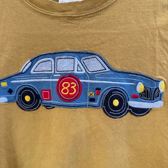 Hanna Andersson Shirt Car Applique Long Sleeve Yellow 100% Cotton Size 150cm 12Y - Picture 3 of 6